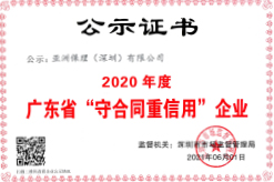 2020年度广东省“守合同重信用”企业